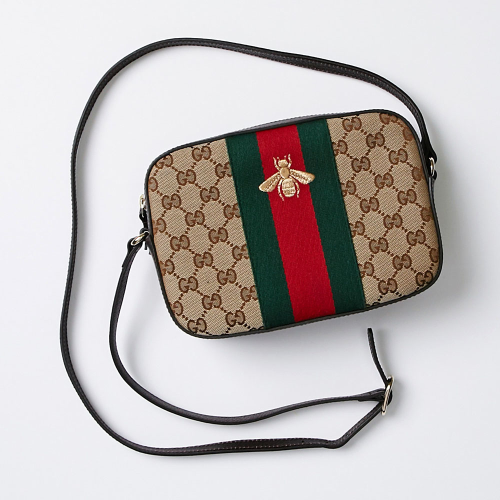 Gucci GG Canvas Vintage Web Bee Crossbody Bag