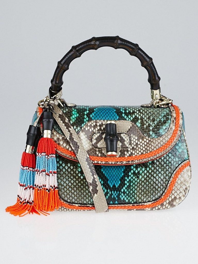 Gucci Colorful Python New Bamboo Top Handle Bag