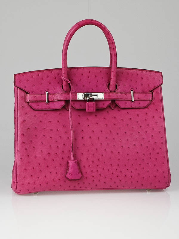 Hermes 35cm Fuschia Pink Ostrich Birkin Bag