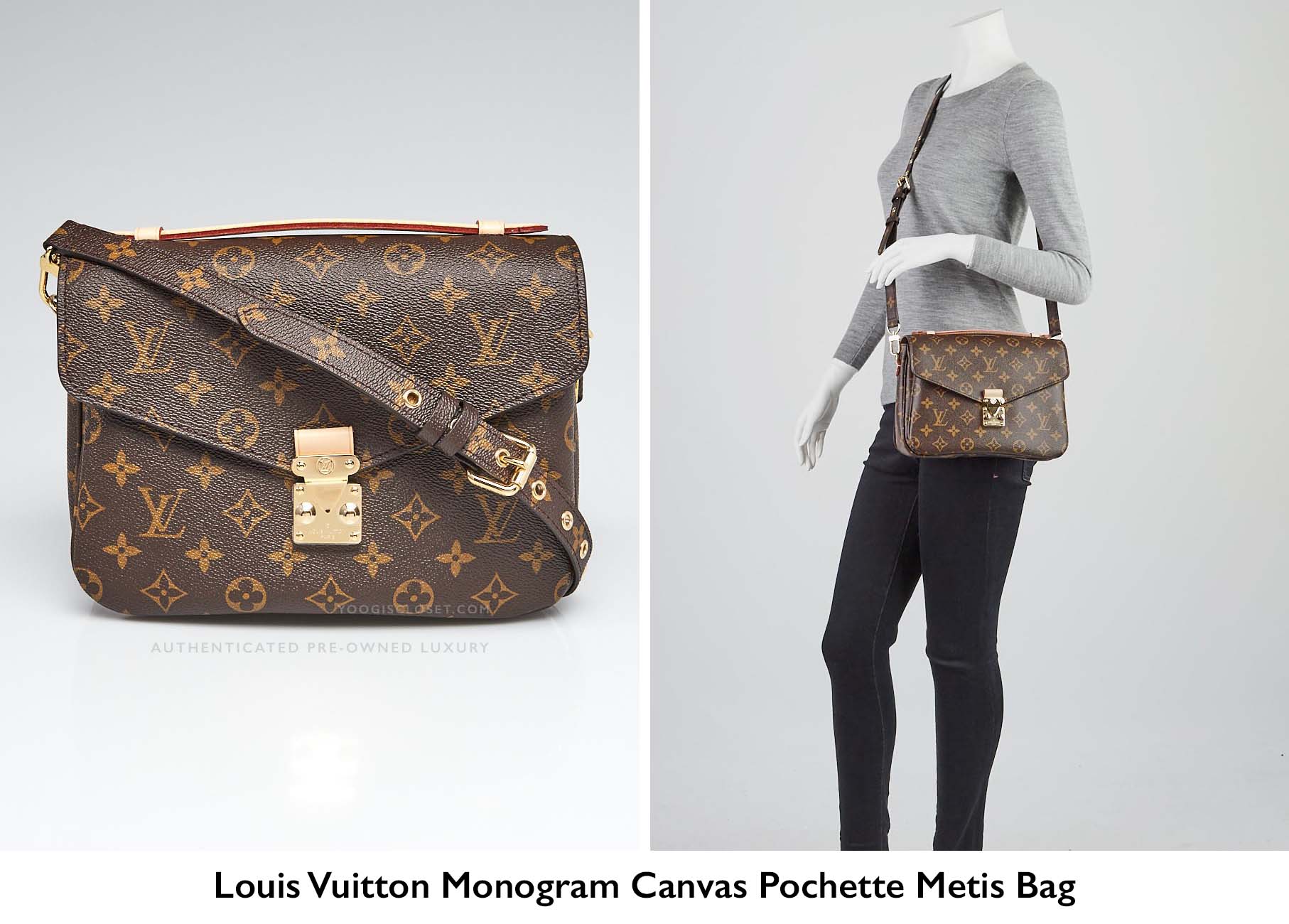Authentic Louis Vuitton Monogram Canvas Pochette Metis Crossbody Bag