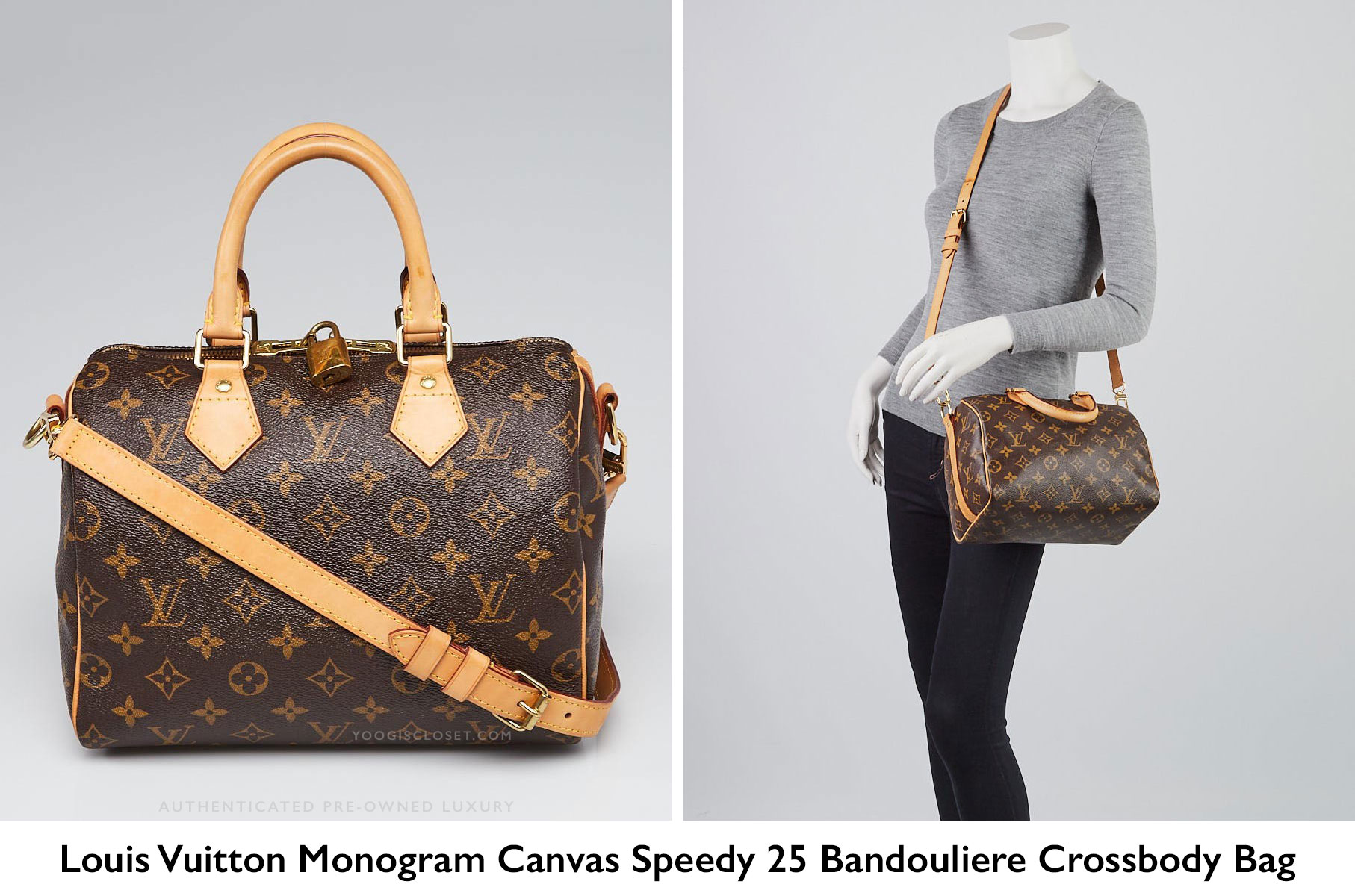 Authentic Louis Vuitton Monogram Canvas Speedy Bandouliere 25 Crossbody Bag | YoogisCloset.com