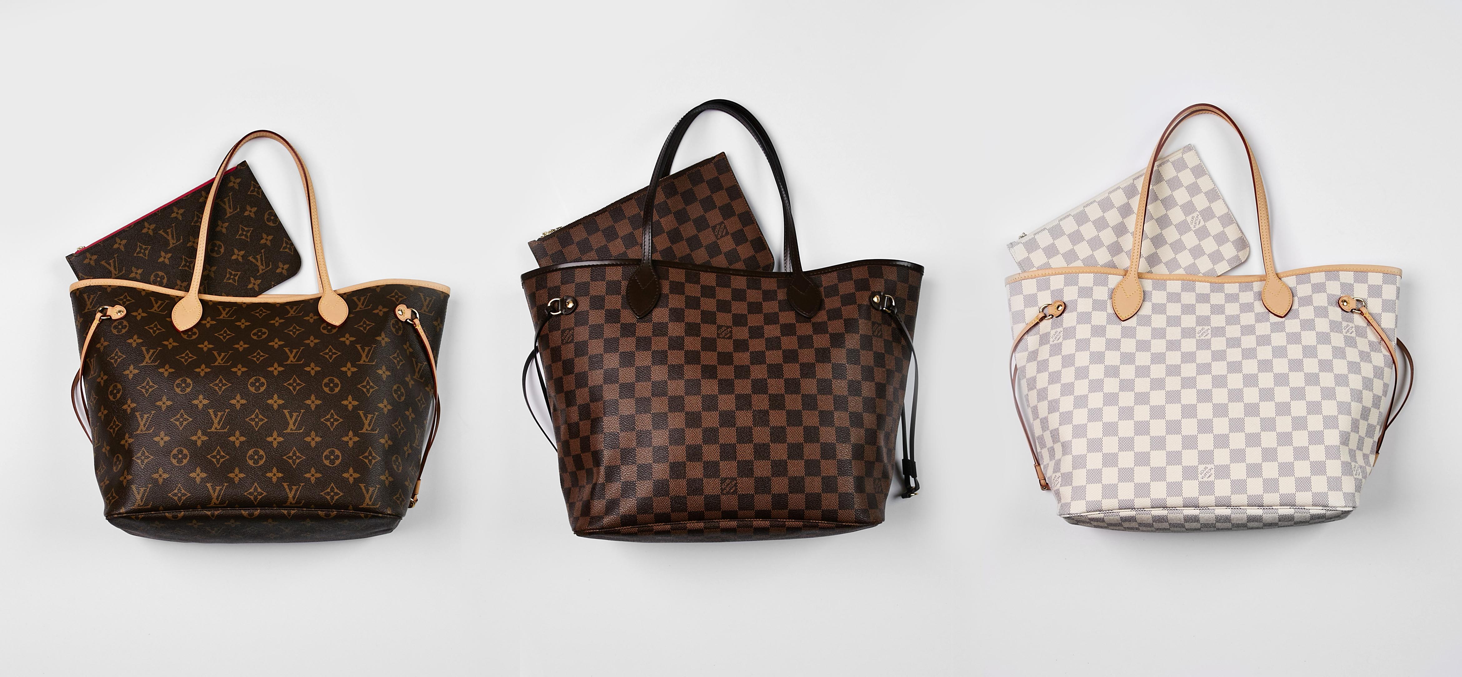 Authentic Louis Vuitton Monogram, Damier Ebene, and Damier Azur Neverfull Tote Bags | YoogisCloset.com