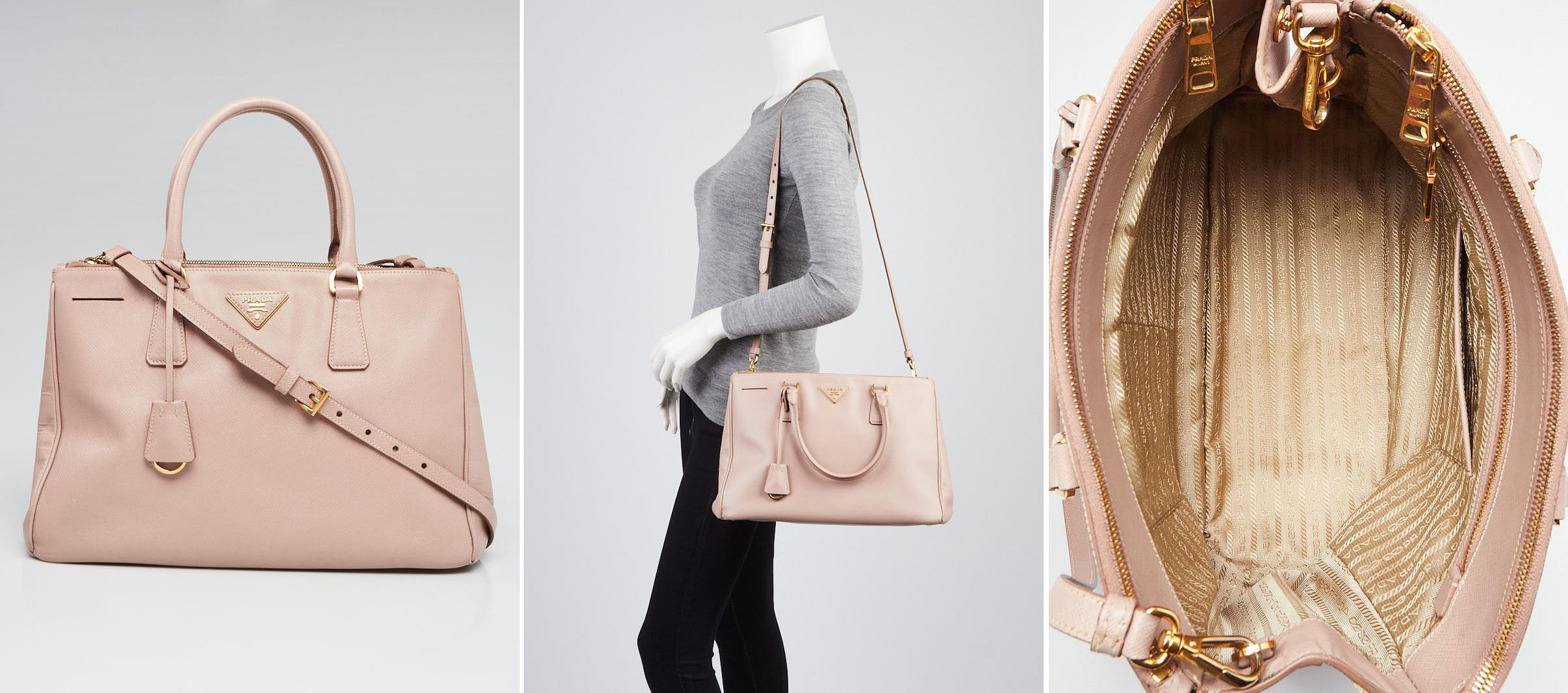 Prada Double Zip Medium Tote BN2274 | Yoogi's Closet Authenticated Pre-Owned Luxury yoogiscloset.com