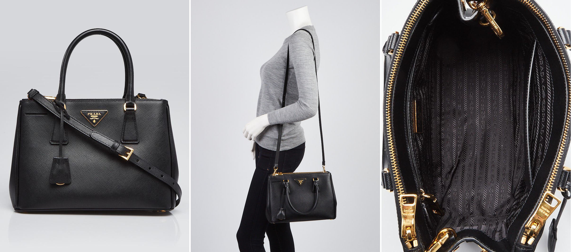 Prada Double Zip Small Tote BN2863 | Yoogi's Closet Authenticated Pre-Owned Luxury yoogiscloset.com